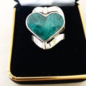 Ring Silver 950 Adjustable Ring with natural stones 2 colors reversible new.